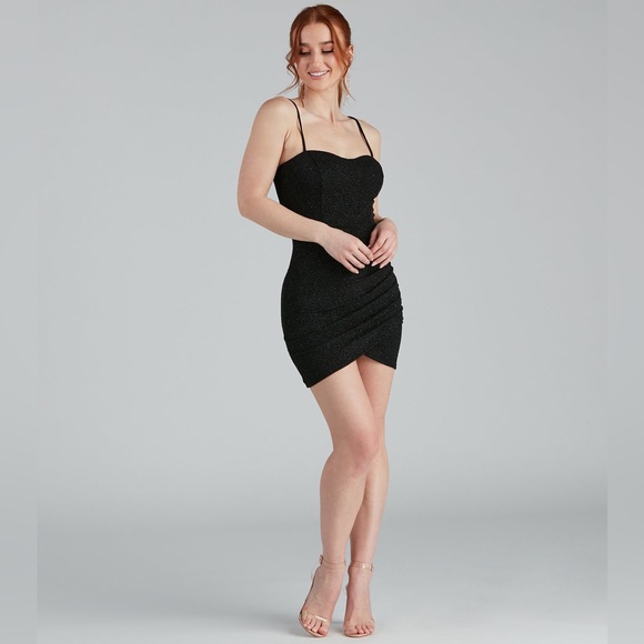 Windsor Black Let It Glitz Glitter Sweetheart Mini Dress - Picture 4 of 10